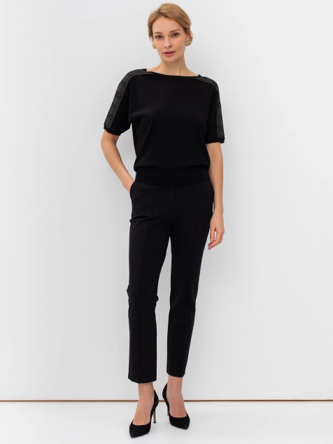 Брюки с поясом из экокожи