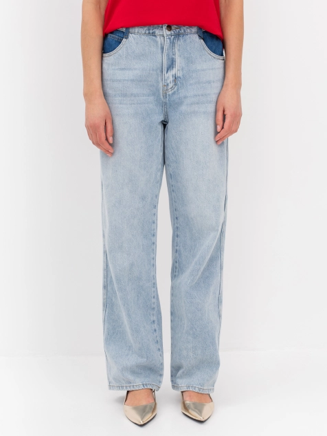 Джинсы пэтч ворк с контрастными карманами