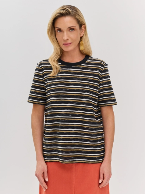 Футболка из фактурного трикотажа в полоску