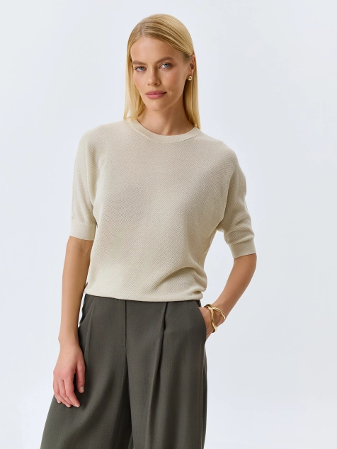 Ажурный джемпер из смесового тенселя