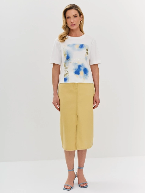 Футболка из эластичного хлопка с фольгированным принтом