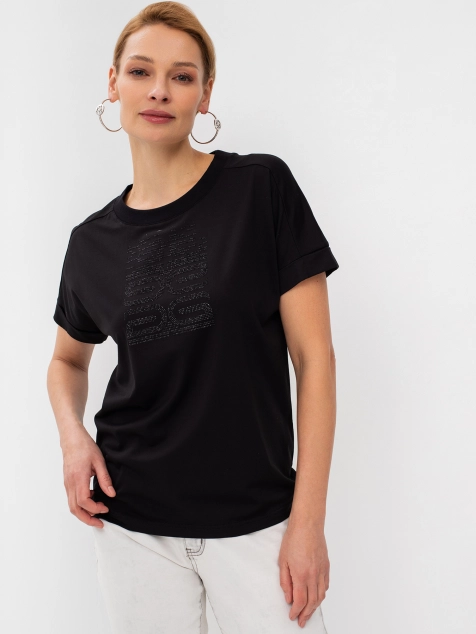 Футболка-блузка с аппликацией из страз 