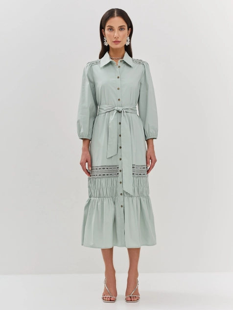 Платье-рубашка из 100% хлопка с кружевной отделкой