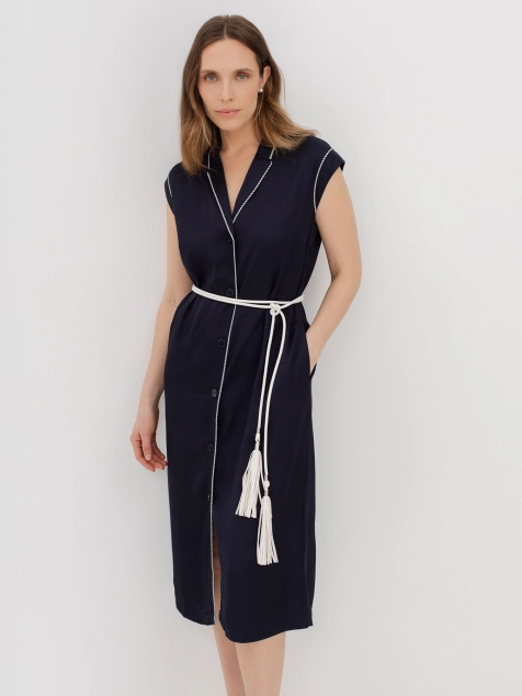 Платье-рубашка прямого силуэта без рукавов
