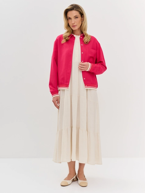 Яркий льняной жакет-рубашка