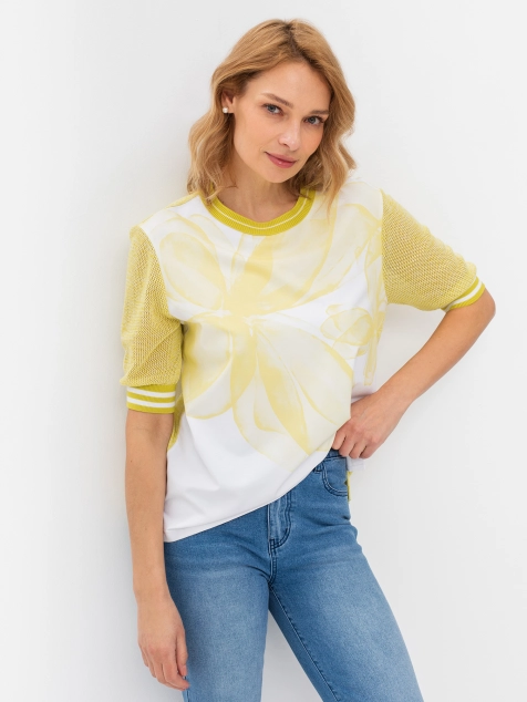 Комбинированный джемпер с принтом