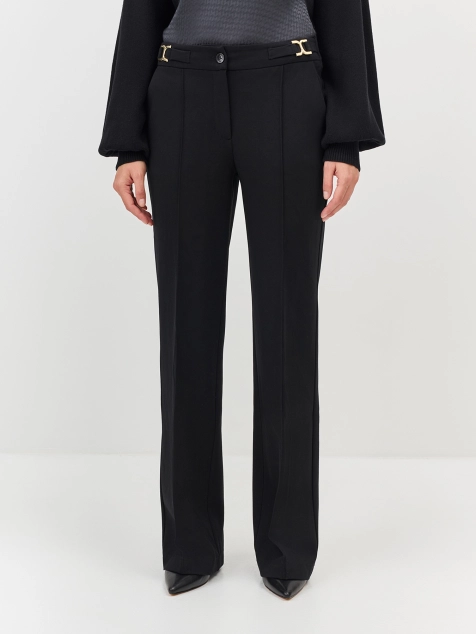 Брюки из джерси с акцентными пряжками