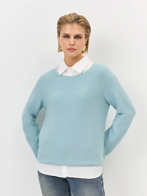 Яркий джемпер с вырезом лодочка