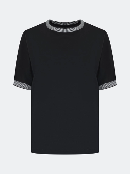 Свободная блузка с контрастным рибом