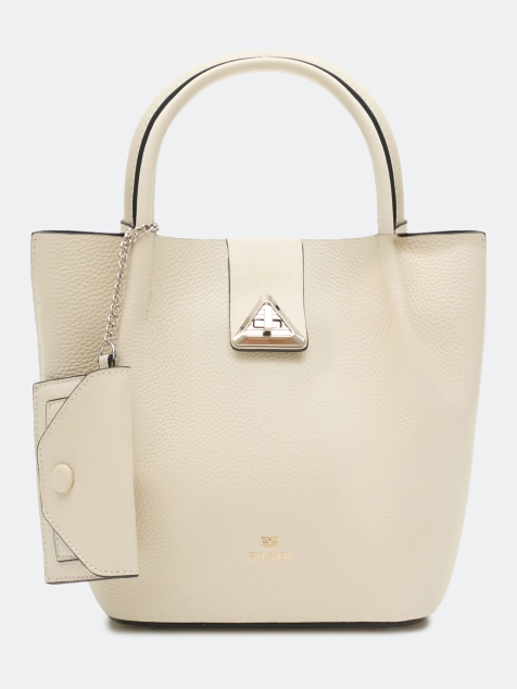 Сумка из фактурной натуральной кожи с кошельком