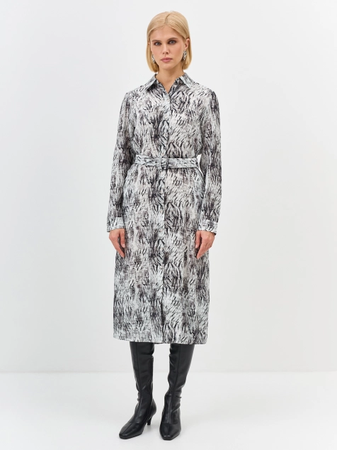 Платье-рубашка из вискозы с принтом