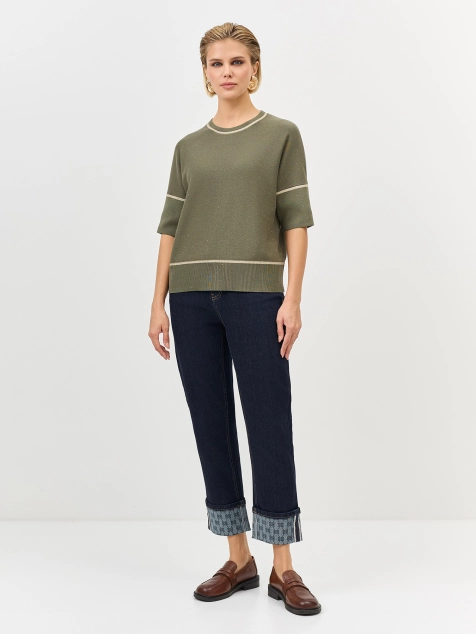 Джинсы с принтованными отворотами