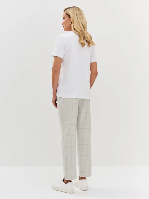 Брюки в клетку с застроченными стрелками