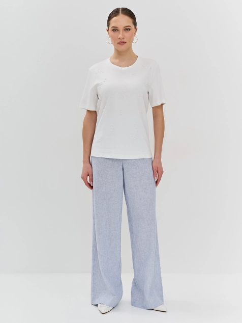 Футболка из 100% хлопка с декором из бусин