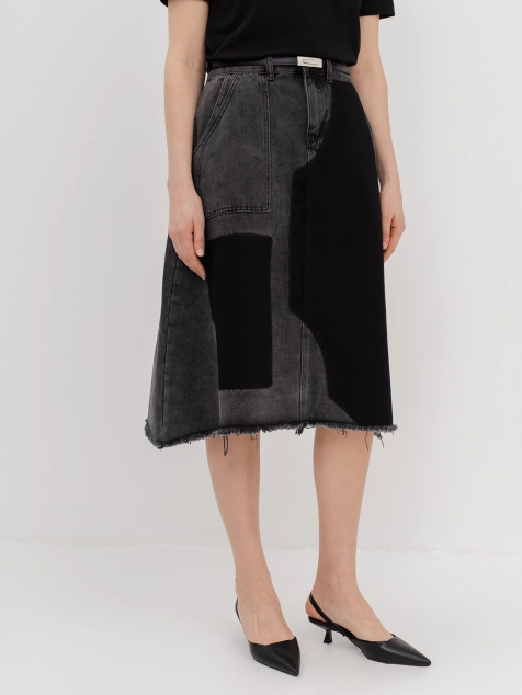 Джинсовая юбка с абстрактной варкой