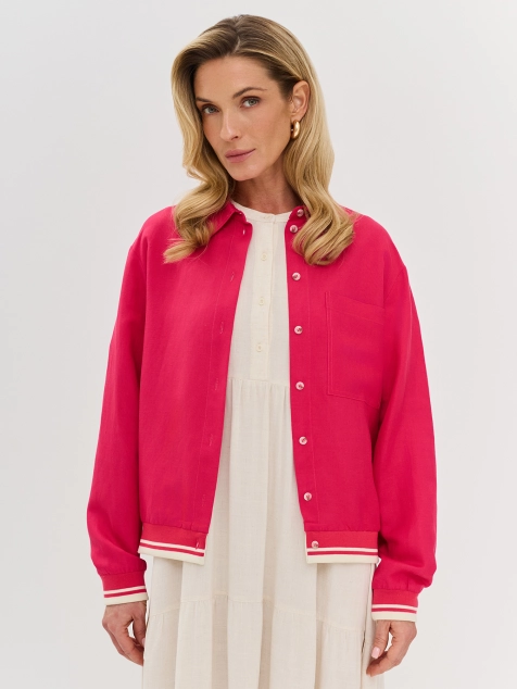 Яркий льняной жакет-рубашка