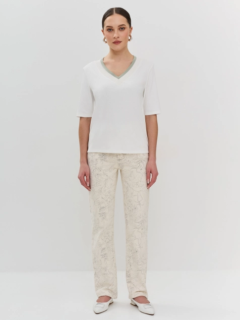 Футболка с контрастным рибом