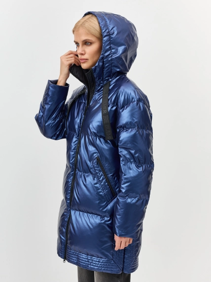 Укороченный пуховик с эффектом металлик