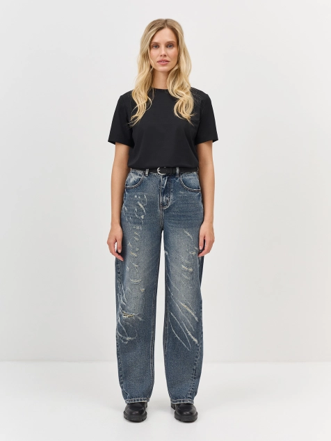 Джинсы Baggy с акцентными дестроями