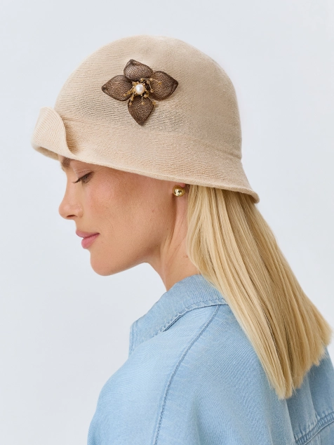 Панама с  декором из 100% льна