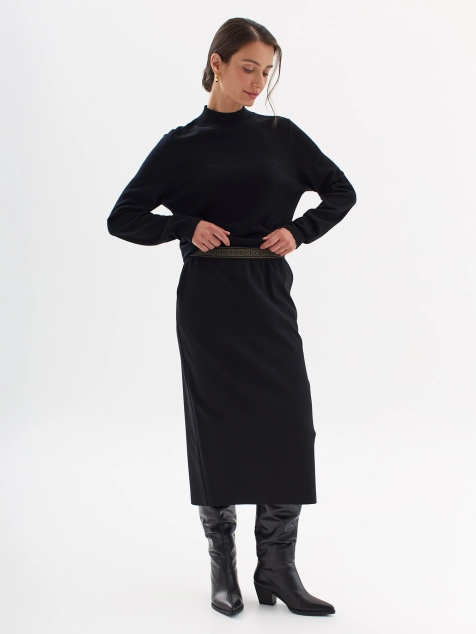 Юбка-карандаш из джерси с узором по поясу