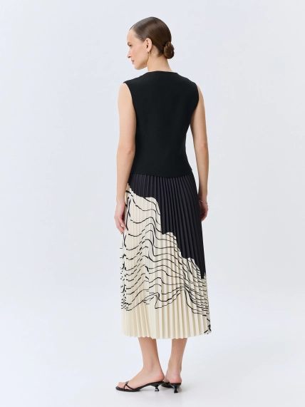 Юбка-плиссе с асимметричным принтом