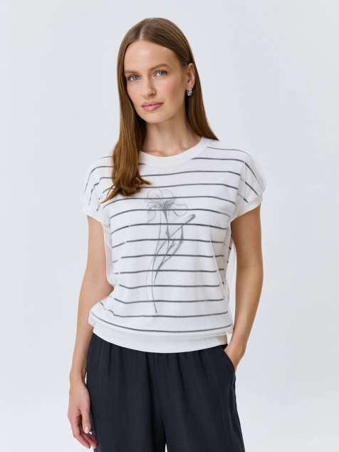 Двуслойный джемпер с принтом