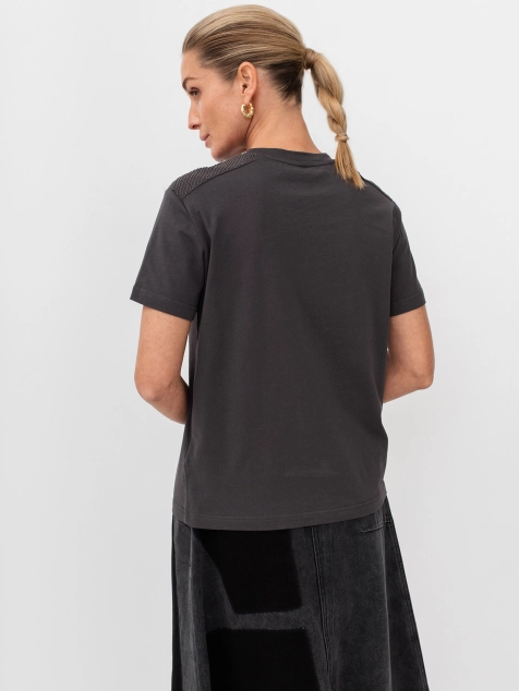 Футболка из 100% хлопка с декоративной тесьмой 