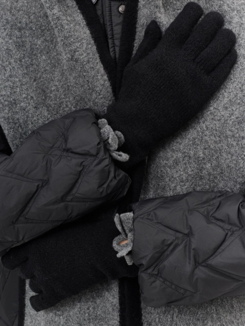 Вязаные перчатки с контрастной отделкой