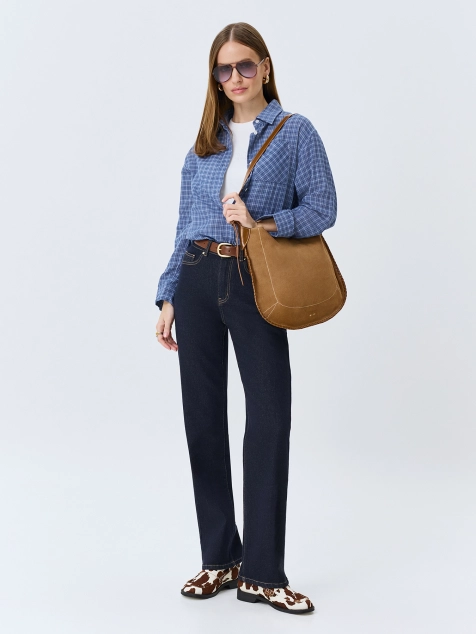 Комбинированная сумка из натуральной замши