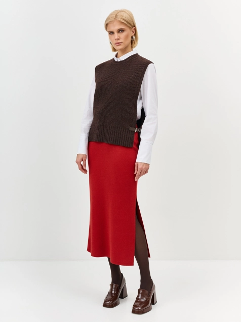 Жаккардовая юбка с  разрезом