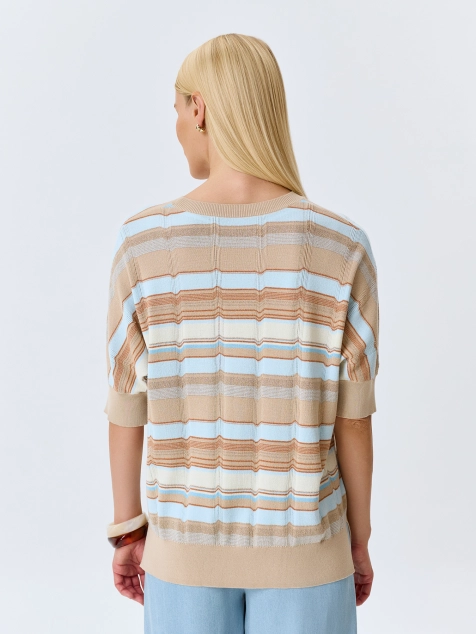 Джемпер из модала в яркую полоску