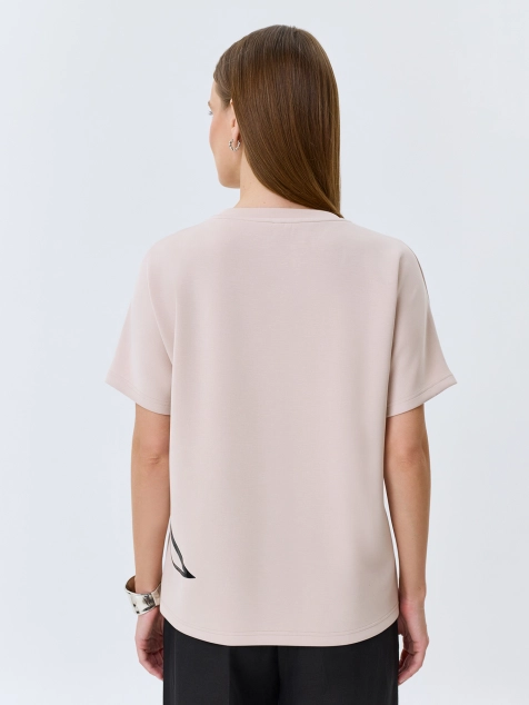 Джемпер из модала с графичным принтом