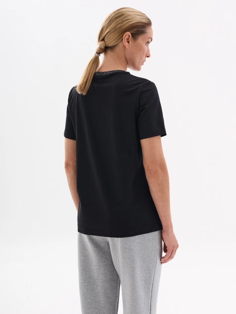 Футболка из модала с люрексом по горловине