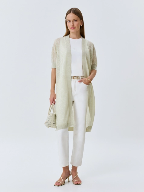 Длинный ажурный кардиган