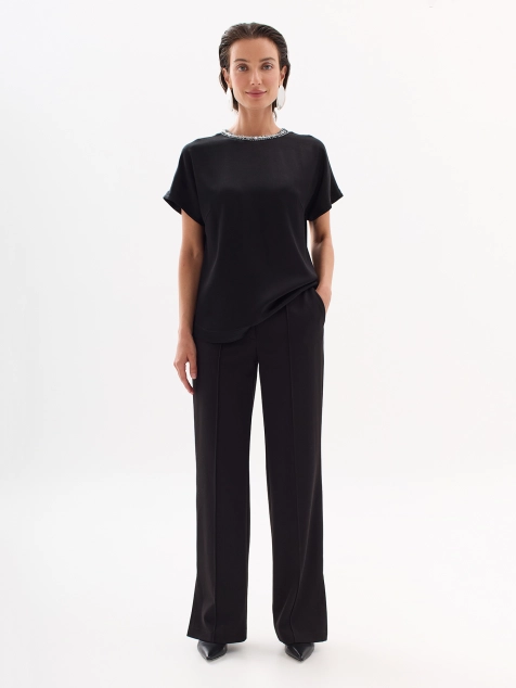 Струящиеся брюки с высокими разрезами в швах