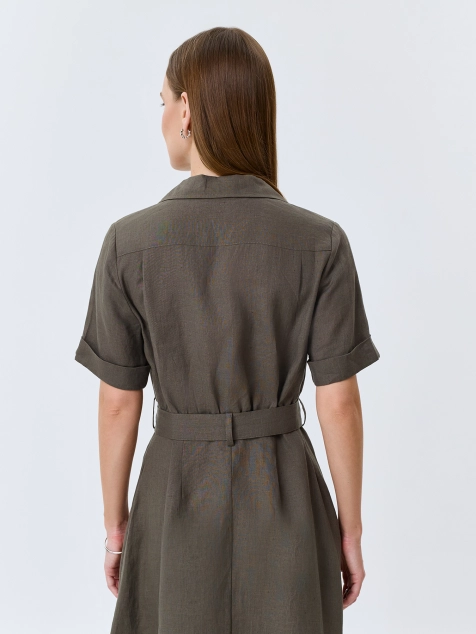 Платье-рубашка из 100% льна