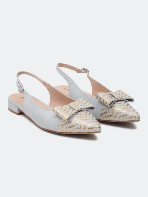 Слингбэки из натуральной кожи с акцентным бантом