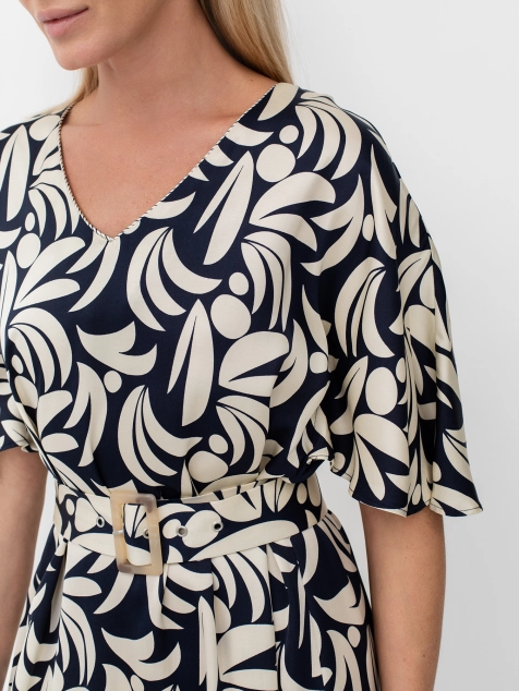 Платье свободного силуэта из вискозы  с абстрактным принтом