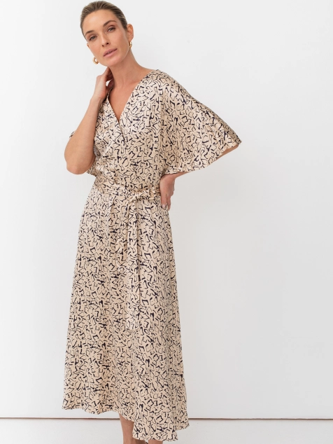 Платье с абстрактным принтом и имитацией запаха