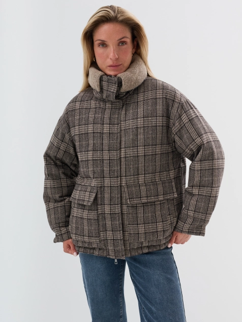 Пуховик из костюмной ткани с шерстью