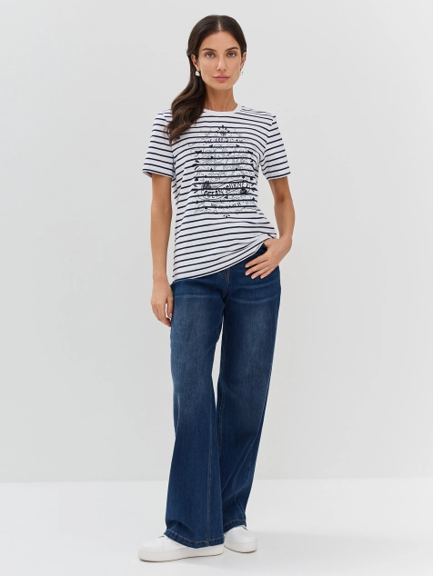 Футболка в полоску с принтом