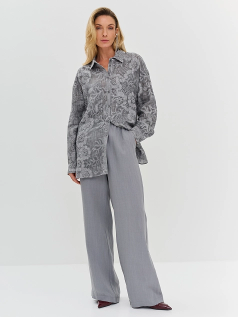 Свободные брюки из смесового льна