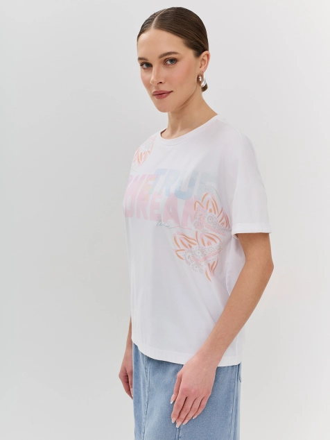 Свободная футболка из 100% хлопка с принтом