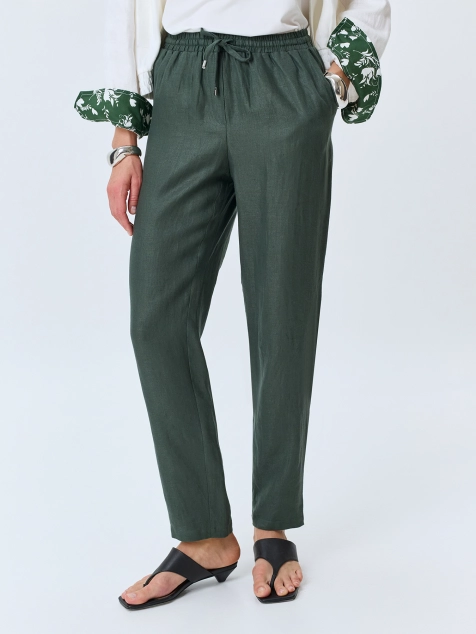 Зауженные брюки из 100% льна