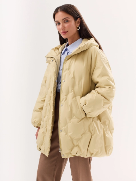 Свободная куртка на натуральном утеплителе с продавленной стежкой