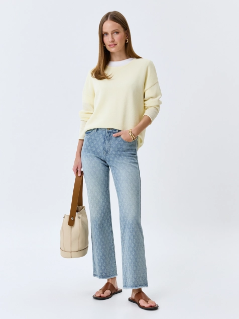 Джинсы Boot cut из жаккардового момента