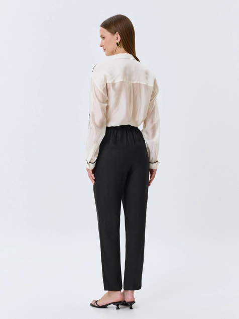 Зауженные брюки из 100% льна