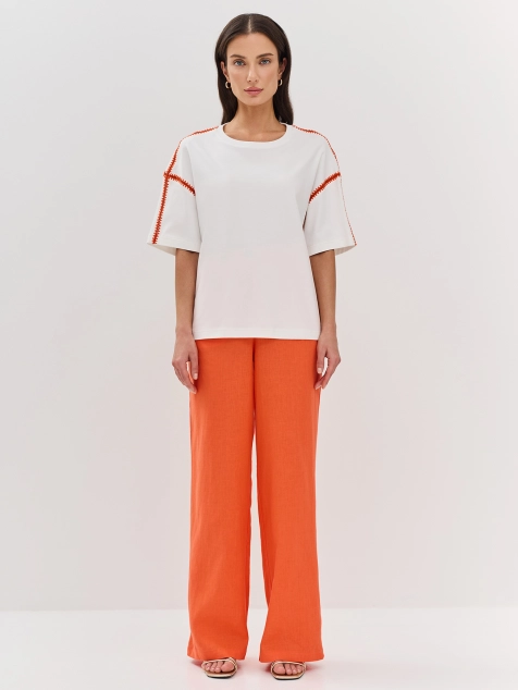 Яркие брюки из 100% льна