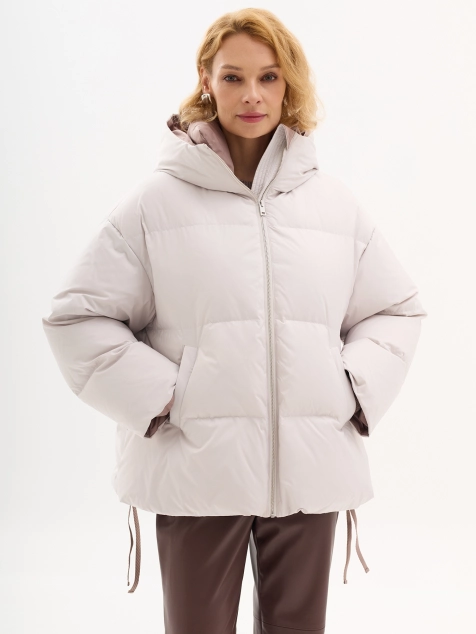 Oversize куртка на натуральном утеплителе с контрастной подкладкой